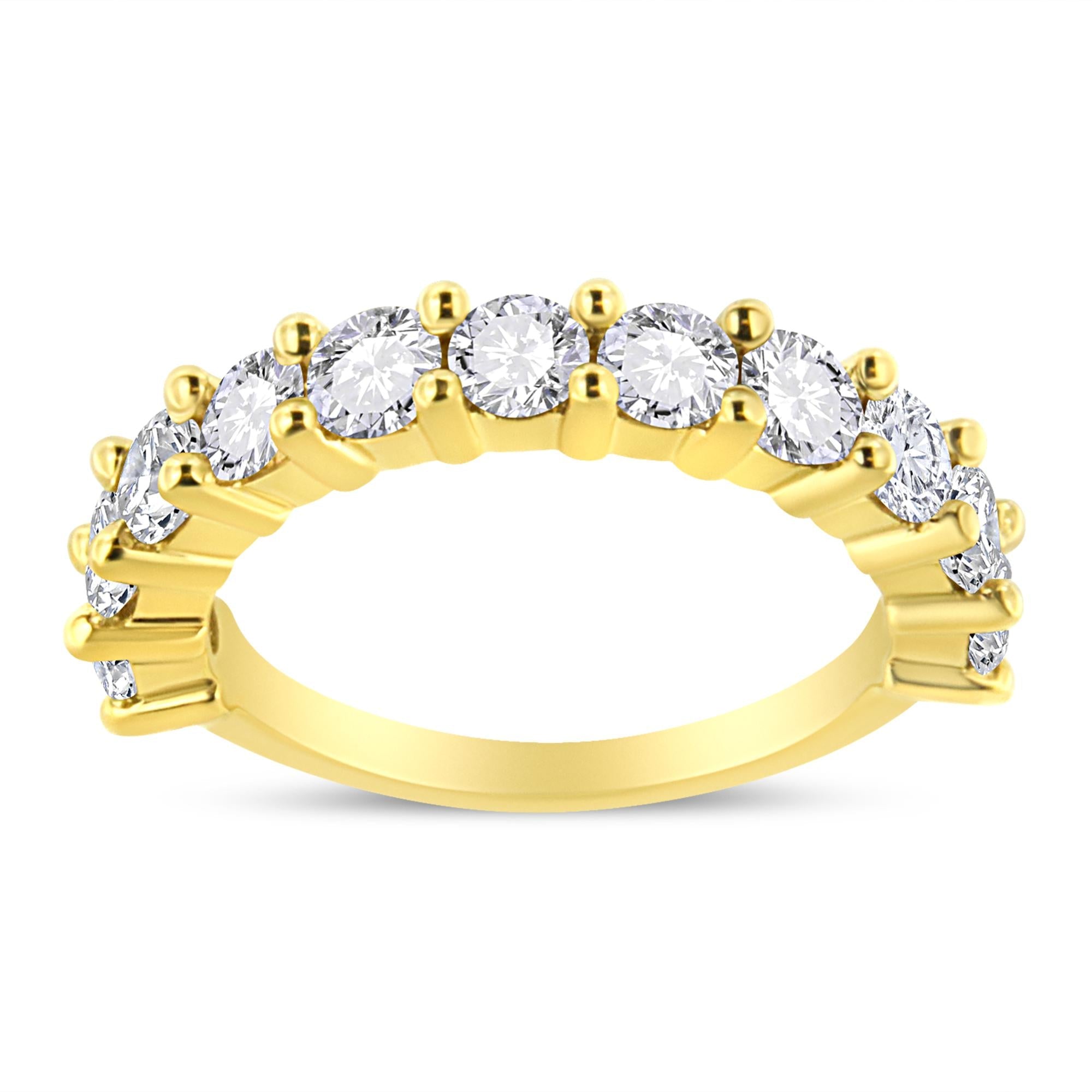 Anillo de banda de garras compartidas con 11 diamantes de 2 ct. p.t. en plata de ley bañada en oro amarillo de 14K, foto 1
