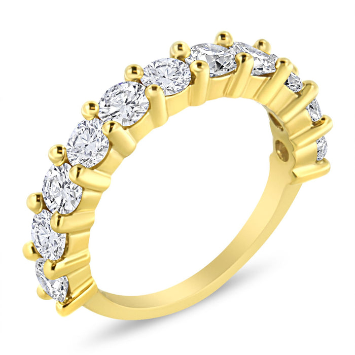 Anillo de banda de garras compartidas con 11 diamantes de 2 ct. p.t. en plata de ley bañada en oro amarillo de 14K, foto 2