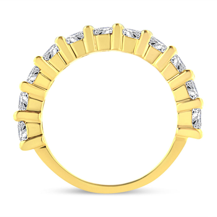 Anillo de banda de garras compartidas con 11 diamantes de 2 ct. p.t. en plata de ley bañada en oro amarillo de 14K, foto 5
