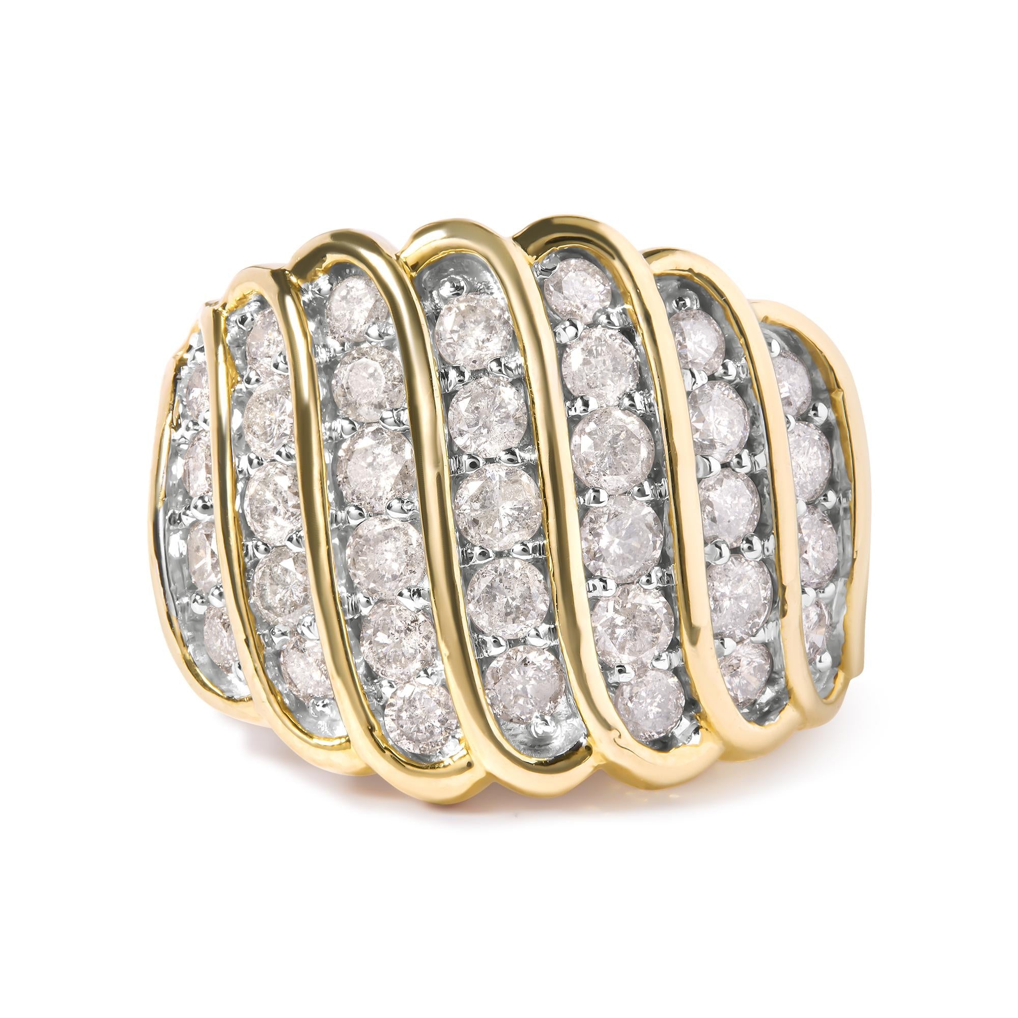Anillo de banda de cóctel de varias hileras con diamantes de 2 ct. p.t. en oro amarillo de 10K, foto 1