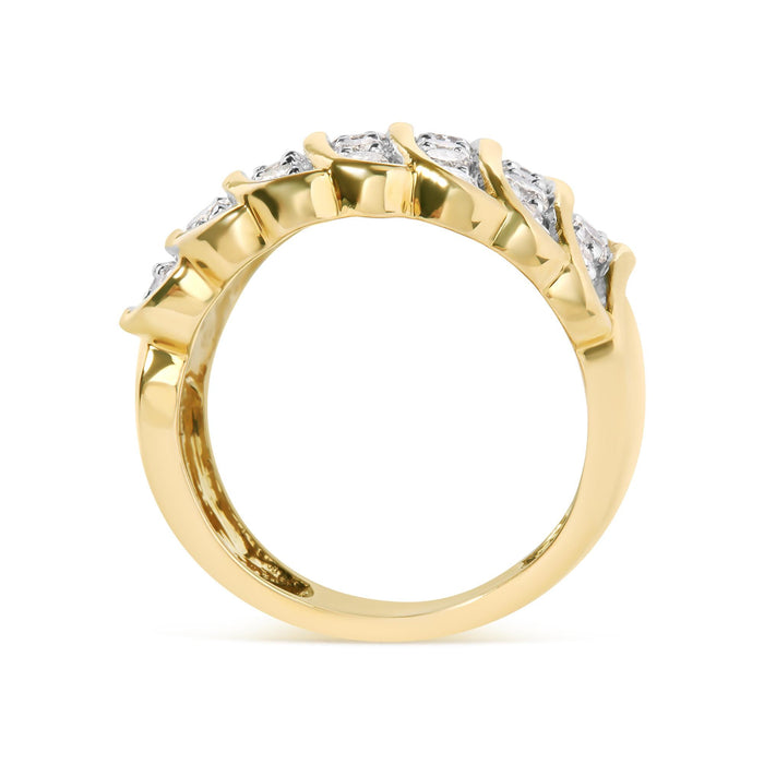 Anillo de banda de varias hileras con diamantes de 2 ct. p.t. en plata de ley bañada en oro amarillo de 14K, color J-K, claridad I1-I2, foto 2