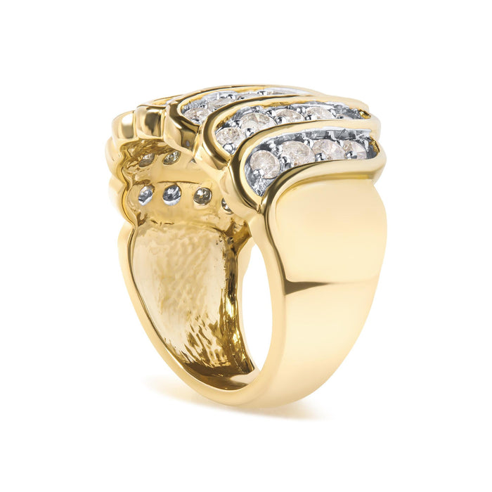 Anillo de banda de cóctel de varias hileras con diamantes de 2 ct. p.t. en oro amarillo de 10K, foto 4