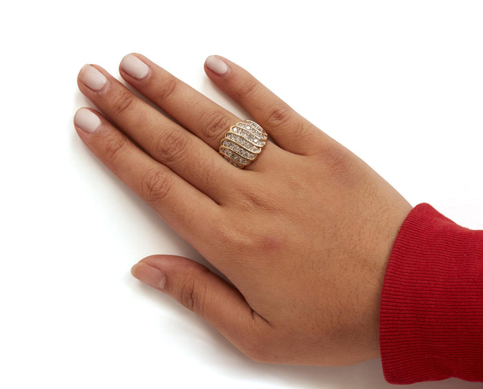 Anillo de banda de varias hileras con diamantes de 2 ct. p.t. en plata de ley bañada en oro amarillo de 14K, color J-K, claridad I1-I2, foto 3