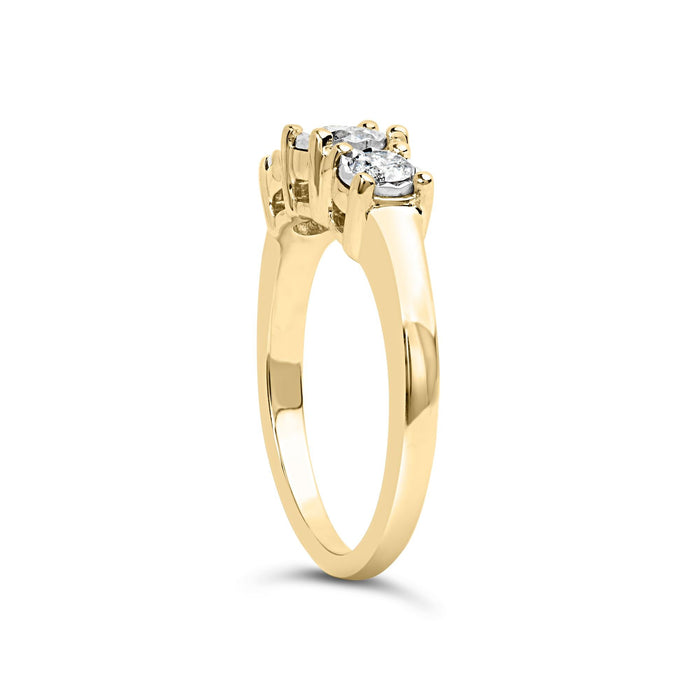 Anillo Miracle-Set de tres piedras con placa ilusión y diamantes redondos de 1/2 ct. p.t. en oro amarillo de 10K, foto 5