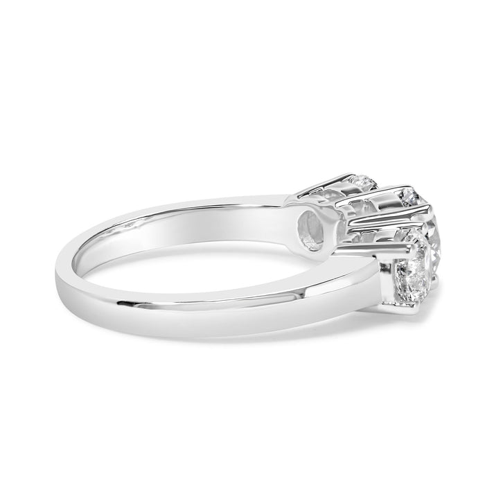 Lab-Grown Diamond 3 Stone Ring Band in 14K White Gold, photo 4