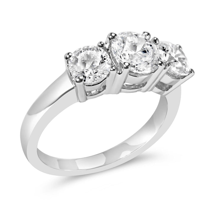 Lab-Grown Diamond 3 Stone Ring Band in 14K White Gold, photo 8