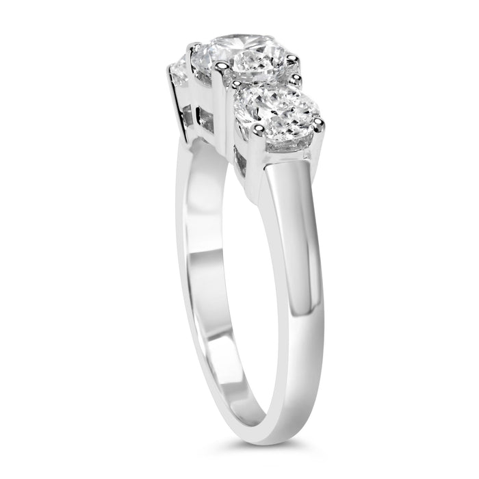 Lab-Grown Diamond 3 Stone Ring Band in 14K White Gold, photo 10