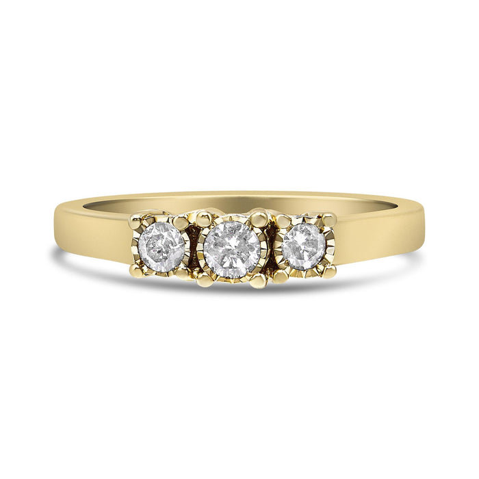 1/4 Ct. T.W. Diamond 3 Stone Illusion Plate Ring in 14K Yellow Gold-Plated Sterling Silver, photo 2