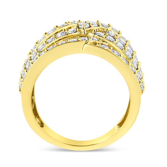 3 Ct. T.W. Diamond Multi Row Bypass Wave Cocktail Band Ring in 10K Yellow Gold, photo 2