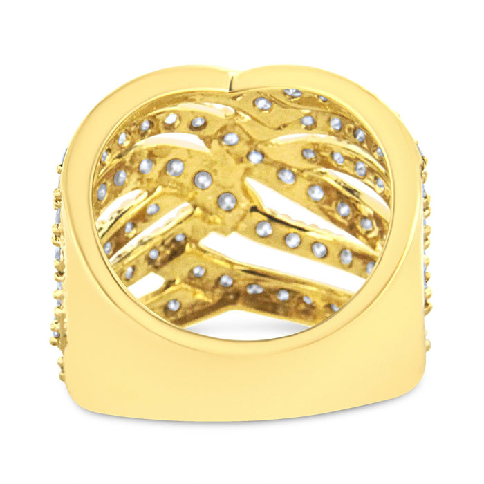 3 Ct. T.W. Diamond Multi Row Bypass Wave Cocktail Band Ring in 10K Yellow Gold, photo 4