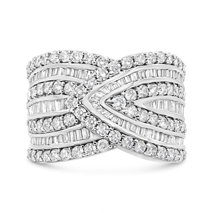 Anillo de banda de varias hileras sobrepuestas con diamantes de 2 3/8 ct. p.t. en plata de ley, foto 1