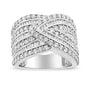 Anillo de banda de varias hileras sobrepuestas con diamantes de 2 3/8 ct. p.t. en plata de ley, foto 2