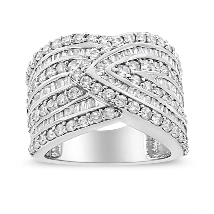 Anillo de banda de varias hileras sobrepuestas con diamantes de 2 3/8 ct. p.t. en plata de ley, foto 2