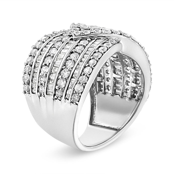 Anillo de banda de varias hileras sobrepuestas con diamantes de 2 3/8 ct. p.t. en plata de ley, foto 4