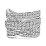 Anillo de banda bypass sobrepuesto con diamantes talla redonda de 2 ct. p.t. en plata de ley, foto 1