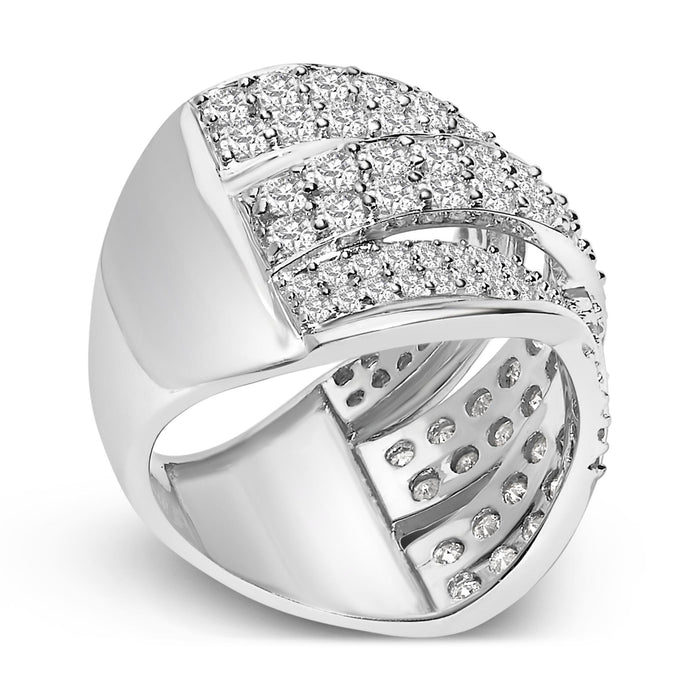Anillo de banda bypass sobrepuesto con diamantes talla redonda de 2 ct. p.t. en plata de ley, foto 4