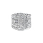 Anillo bypass de varias hileras con diamantes redondos y talla baguette de 2 1/2 ct. p.t. en oro blanco de 10K, foto 1
