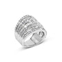 Anillo bypass de varias hileras con diamantes redondos y talla baguette de 2 1/2 ct. p.t. en oro blanco de 10K, foto 4