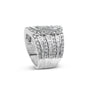 Anillo bypass de varias hileras con diamantes redondos y talla baguette de 2 1/2 ct. p.t. en oro blanco de 10K, foto 5