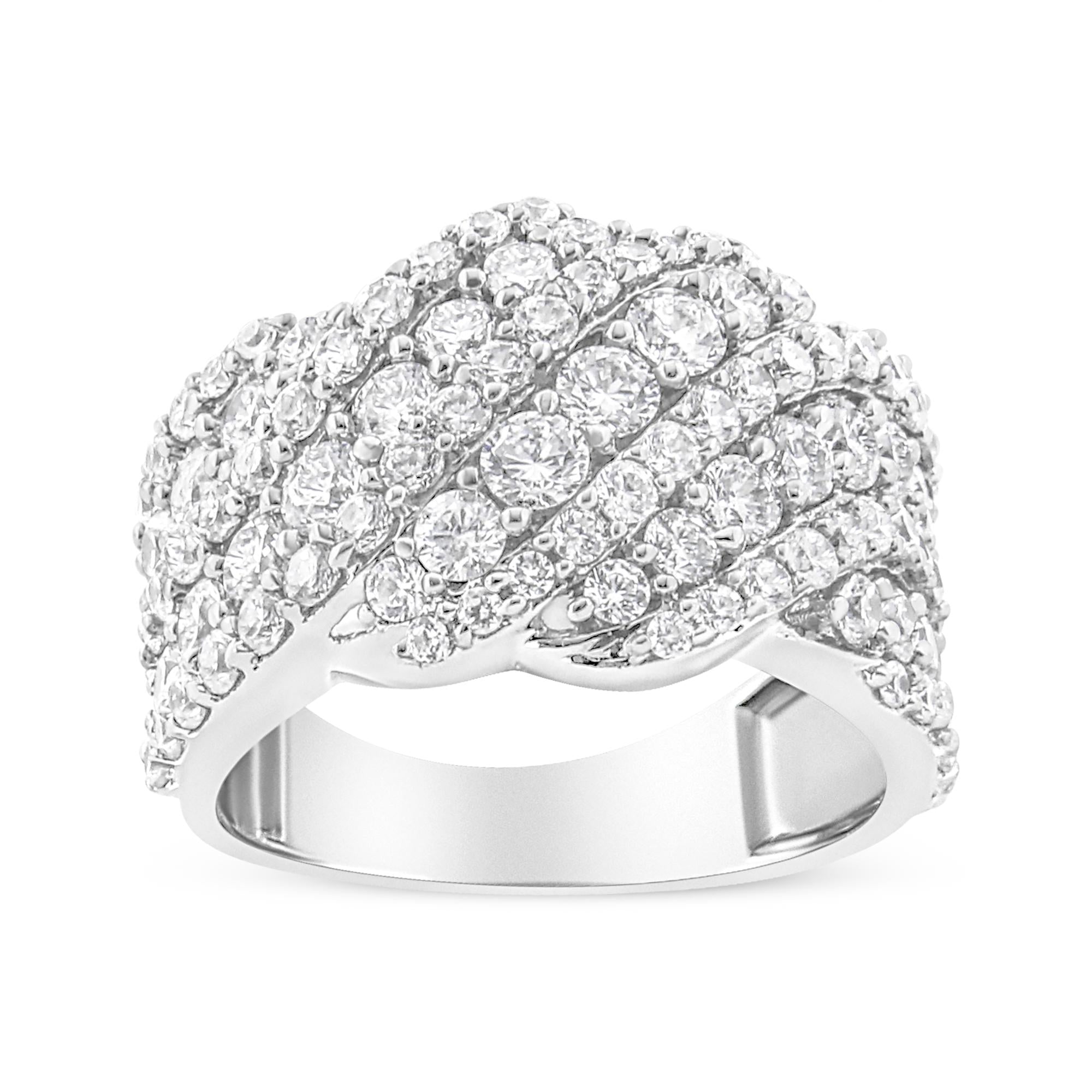 Anillo de banda de racimo de varias hileras con diamantes de 3 ct. p.t. en oro de 10K, foto 1