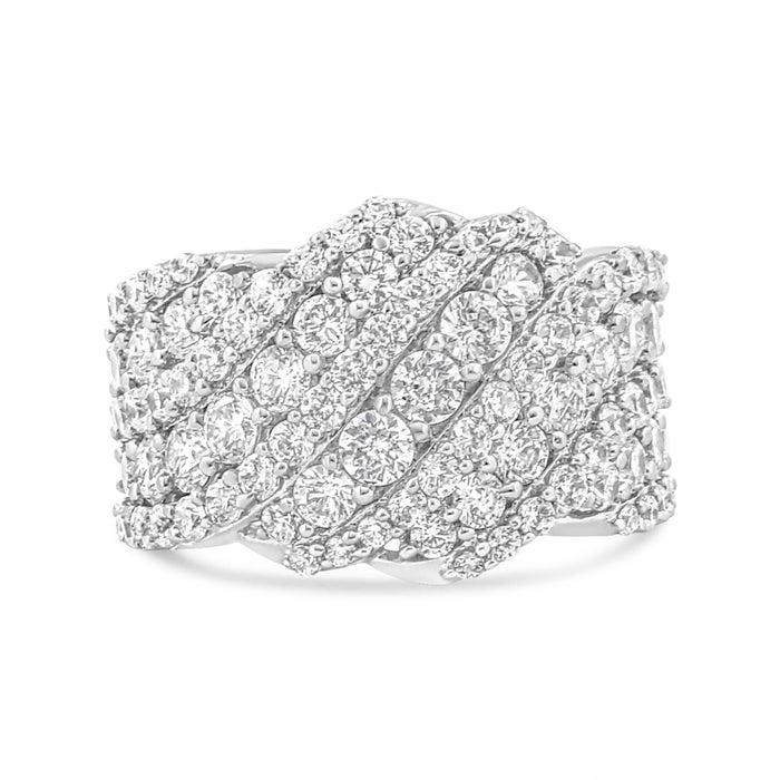Anillo de banda de racimo de varias hileras con diamantes de 3 ct. p.t. en oro de 10K, foto 3