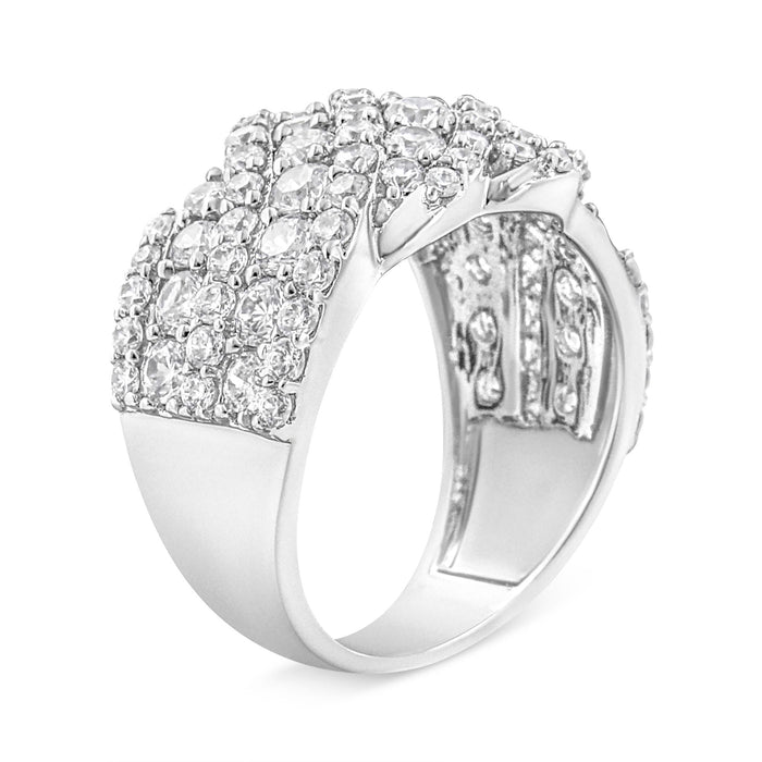 Anillo de banda de racimo de varias hileras con diamantes de 3 ct. p.t. en oro de 10K, foto 7