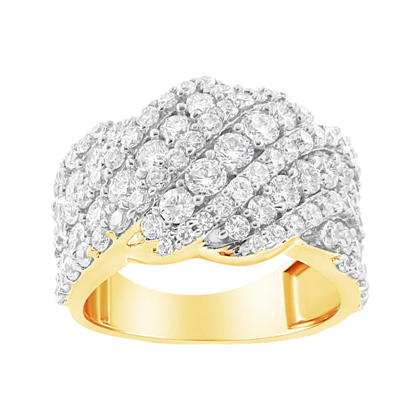 3 Ct. T.W. Diamond Multi Row Cluster Band Ring in 10K Gold, photo 2
