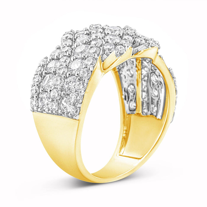 Anillo de banda de racimo de varias hileras con diamantes de 3 ct. p.t. en oro de 10K, foto 8