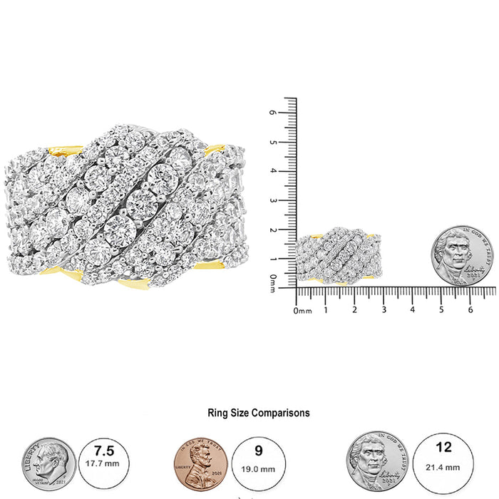 Anillo de banda de racimo de varias hileras con diamantes de 3 ct. p.t. en oro de 10K, foto 12
