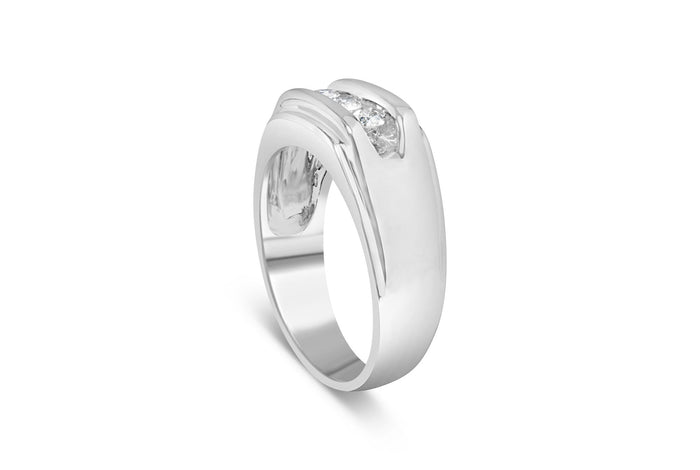 Anillo de banda para hombre de canal de 3 piedras con diamantes de 1/3 ct. p.t. en plata de ley, foto 4