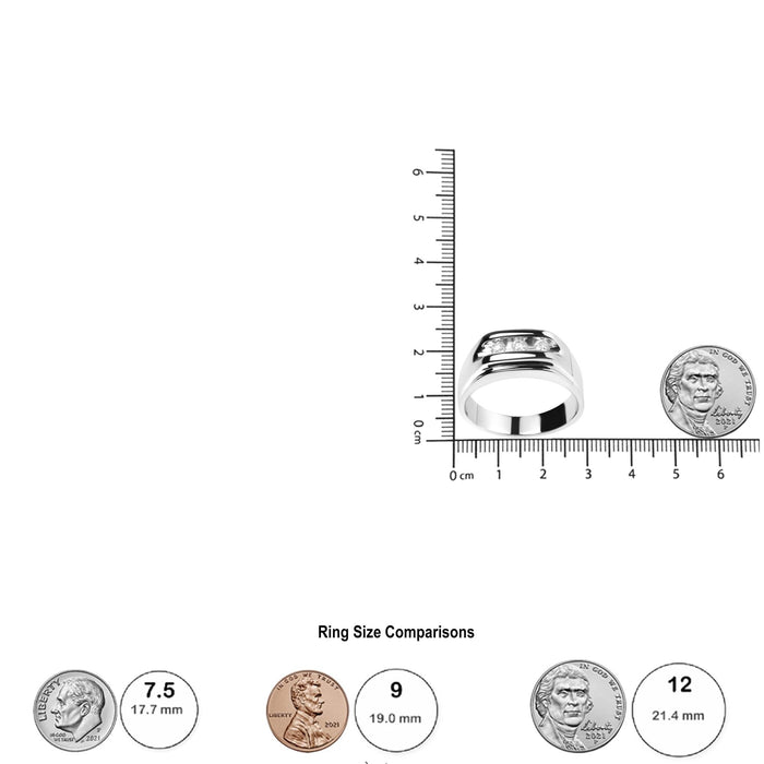 Anillo de banda para hombre de canal de 3 piedras con diamantes de 1/3 ct. p.t. en plata de ley, foto 6