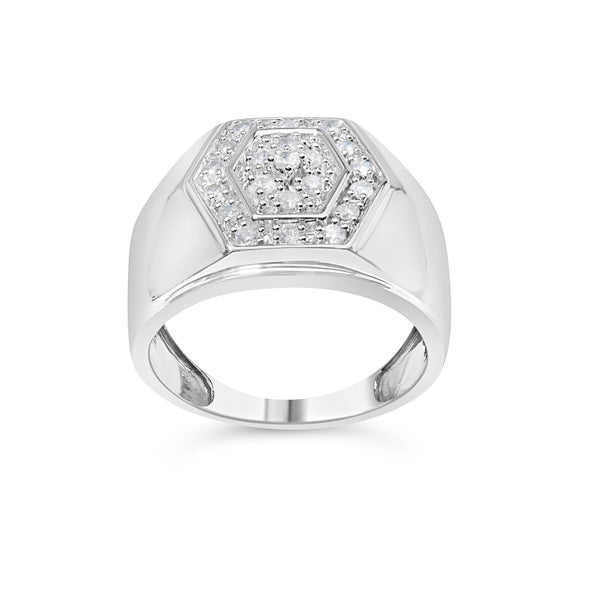 Men's 1/2 Ct. T.W. Multi-Diamond Hexagon Frame Ring in Sterling Silver, photo 2