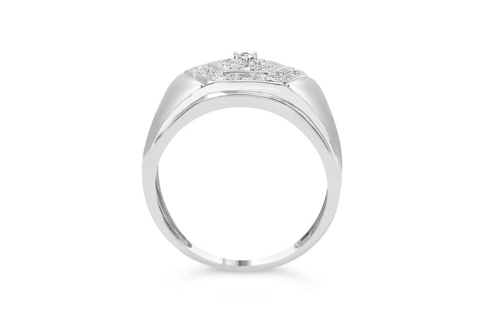 Men's 1/2 Ct. T.W. Multi-Diamond Hexagon Frame Ring in Sterling Silver, photo 4