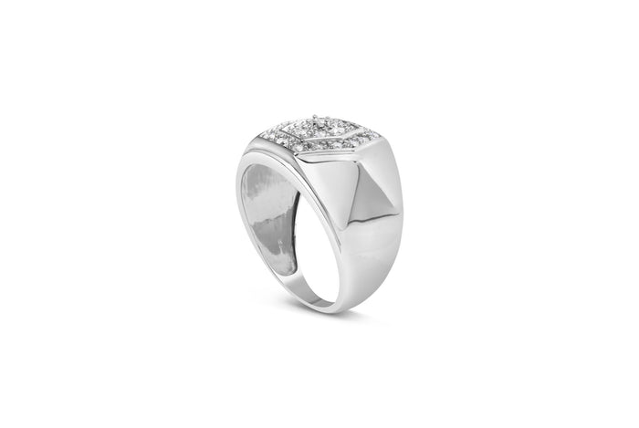 Men's 1/2 Ct. T.W. Multi-Diamond Hexagon Frame Ring in Sterling Silver, photo 5