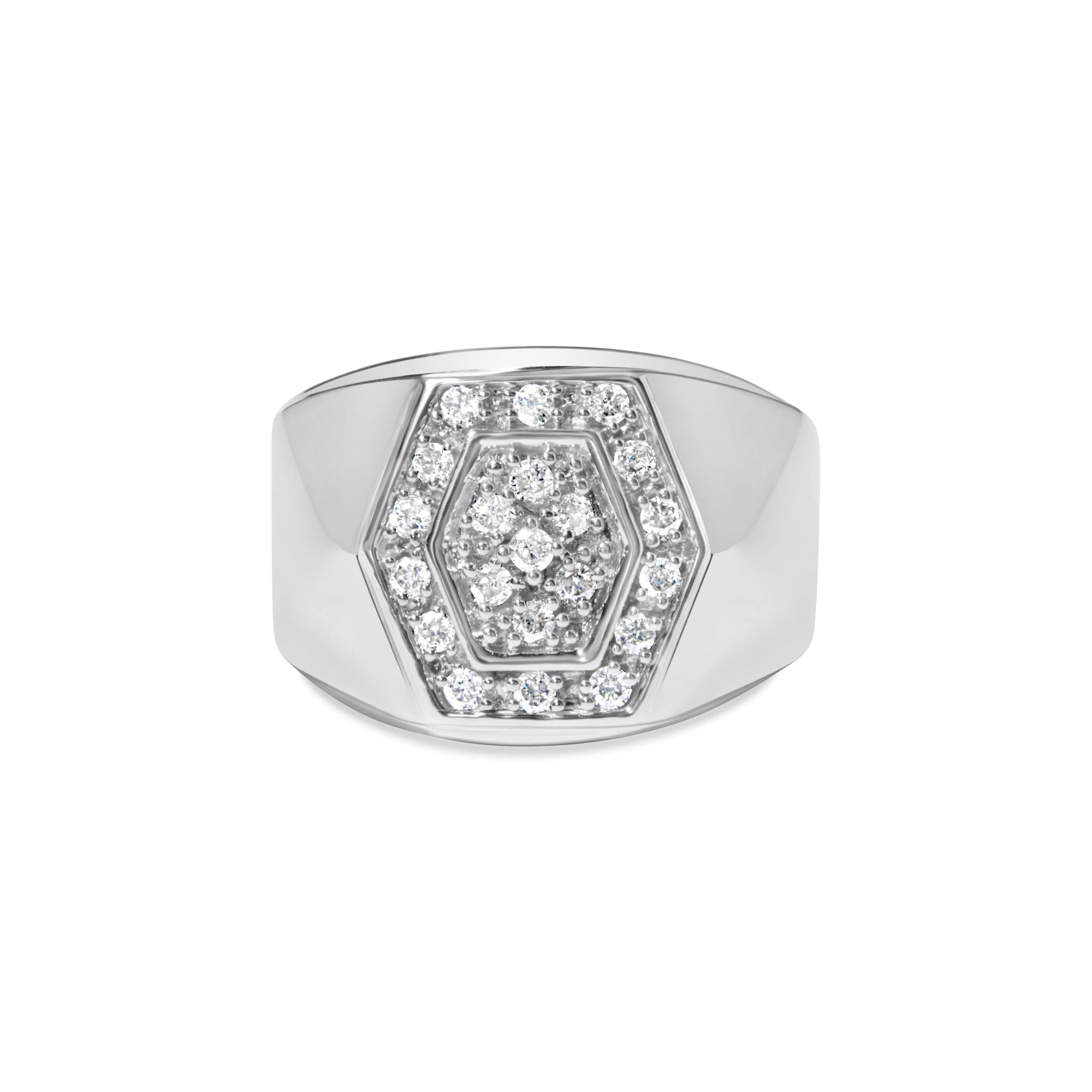 Men's 1/2 Ct. T.W. Multi-Diamond Hexagon Frame Ring in Sterling Silver, photo 1