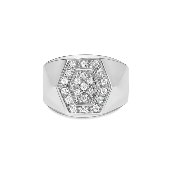 Men's 1/2 Ct. T.W. Multi-Diamond Hexagon Frame Ring in Sterling Silver, photo 1