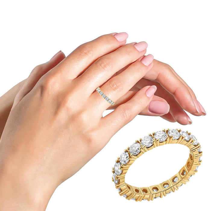 2 Ct. T.W. Shared-Prong-Set Round-Cut Diamond Eternity Band in 14K Yellow Gold, photo 3