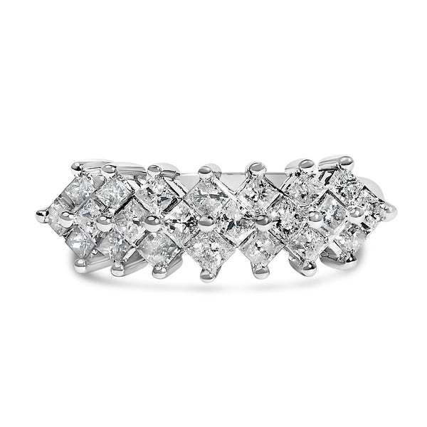 1 1/4 Ct. T.W. Princess Diamond Cluster Band Ring in Sterling Silver, photo 1