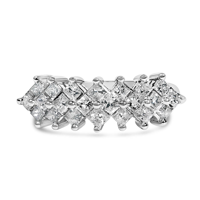1 1/4 Ct. T.W. Princess Diamond Cluster Band Ring in Sterling Silver, photo 1