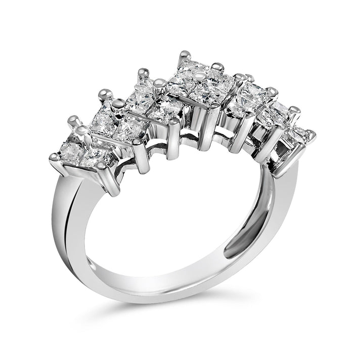1 1/4 Ct. T.W. Princess Diamond Cluster Band Ring in Sterling Silver, photo 4