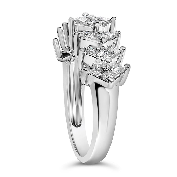 1 1/4 Ct. T.W. Princess Diamond Cluster Band Ring in Sterling Silver, photo 5