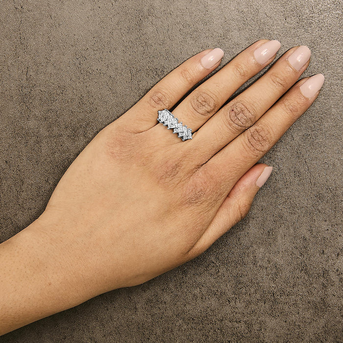 1 1/4 Ct. T.W. Princess Diamond Cluster Band Ring in Sterling Silver, photo 3