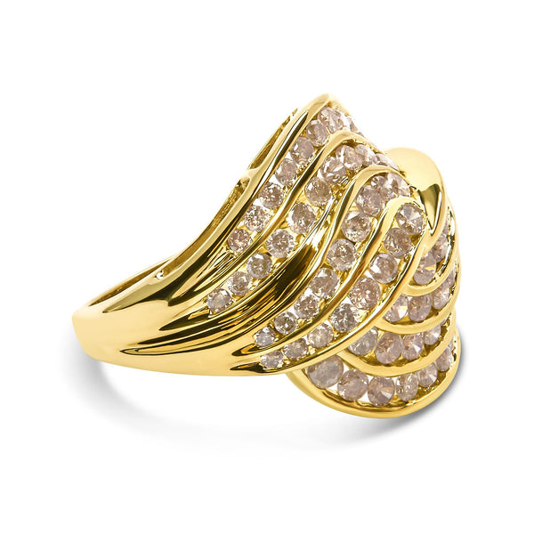 2 Ct. T.W. Channel-Set Diamond Cocktail Swirl Band Ring in 10K Yellow Gold, photo 2