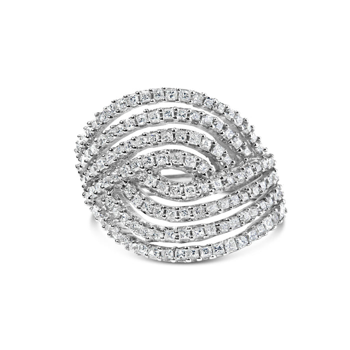 1 1/2 Ct. T.W. Princess Diamond Swirl Design Cocktail Ring in 10K White Gold, photo 1