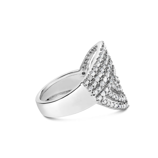 1 1/2 Ct. T.W. Princess Diamond Swirl Design Cocktail Ring in 10K White Gold, photo 2