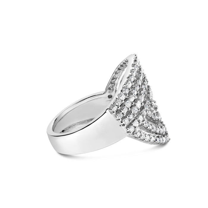 1 1/2 Ct. T.W. Princess Diamond Swirl Design Cocktail Ring in 10K White Gold, photo 2