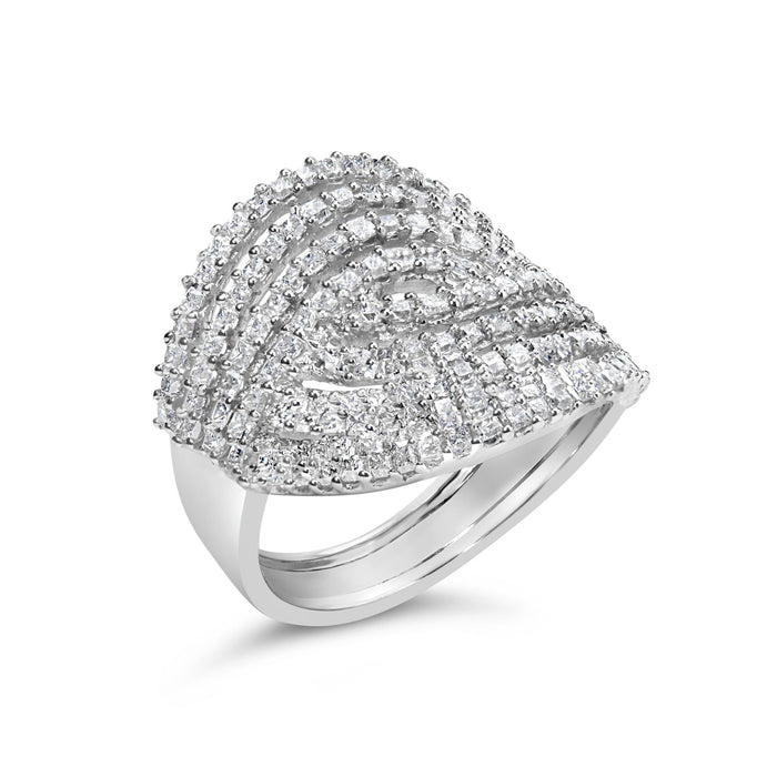 1 1/2 Ct. T.W. Princess Diamond Swirl Design Cocktail Ring in 10K White Gold, photo 4