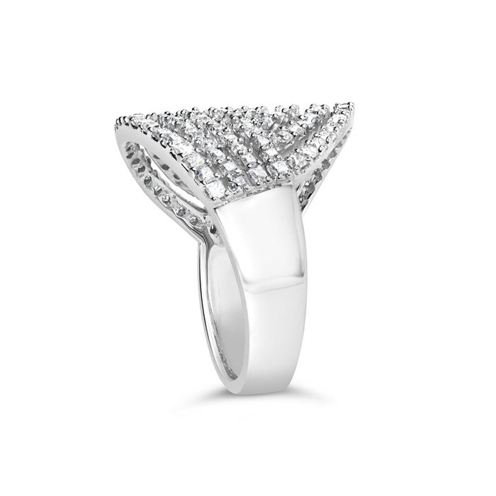 1 1/2 Ct. T.W. Princess Diamond Swirl Design Cocktail Ring in 10K White Gold, photo 5