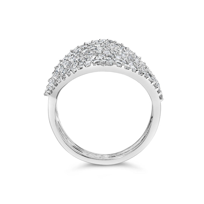 1 1/2 Ct. T.W. Princess Diamond Swirl Design Cocktail Ring in 10K White Gold, photo 6