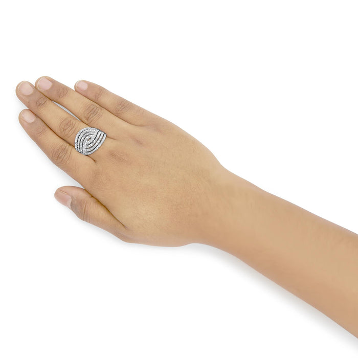 1 1/2 Ct. T.W. Princess Diamond Swirl Design Cocktail Ring in 10K White Gold, photo 3